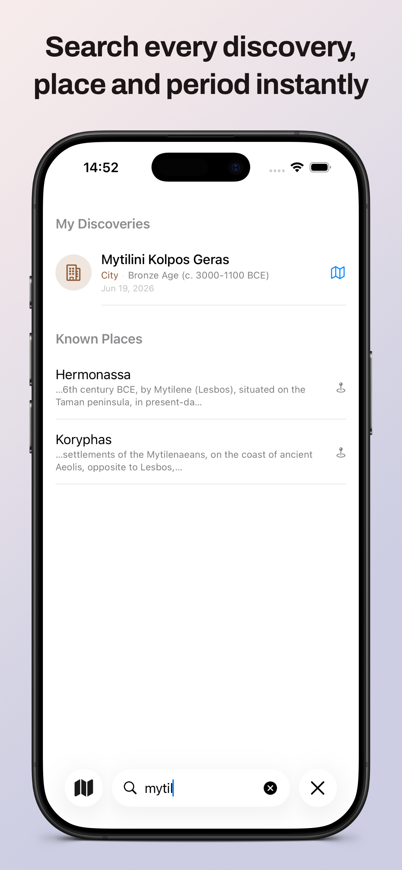 Search every discovery, place, and period instantly